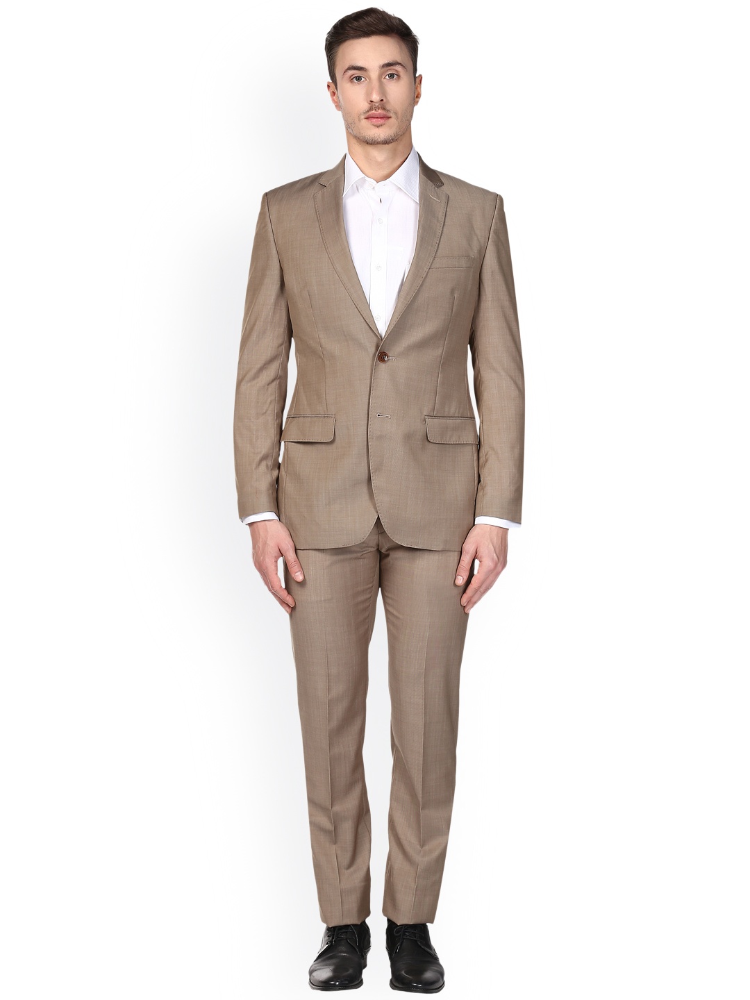

Park Avenue Men Beige Solid Slim Fit Single-Breasted Formal Suit