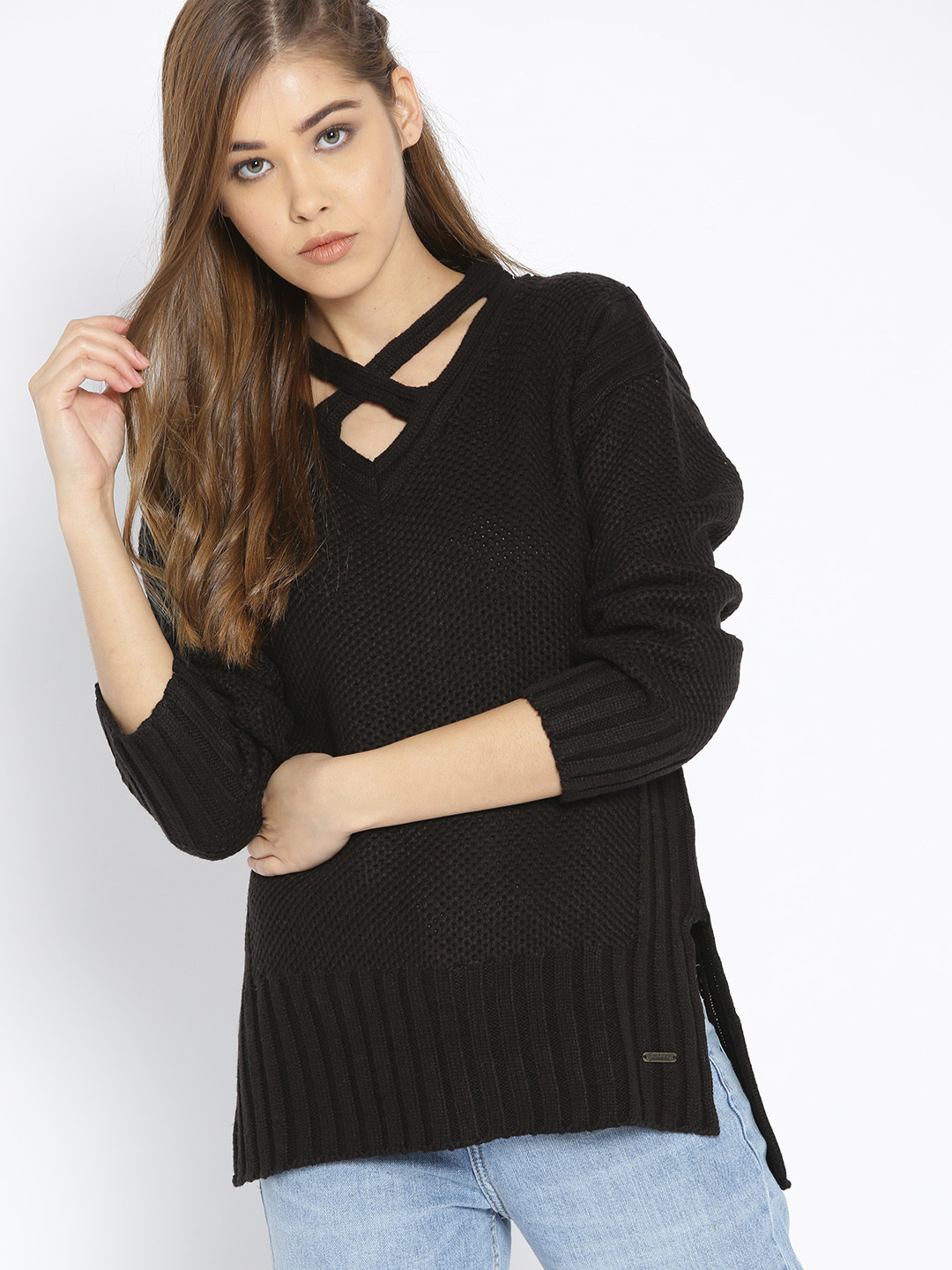 

Roadster Women Black Solid Pullover