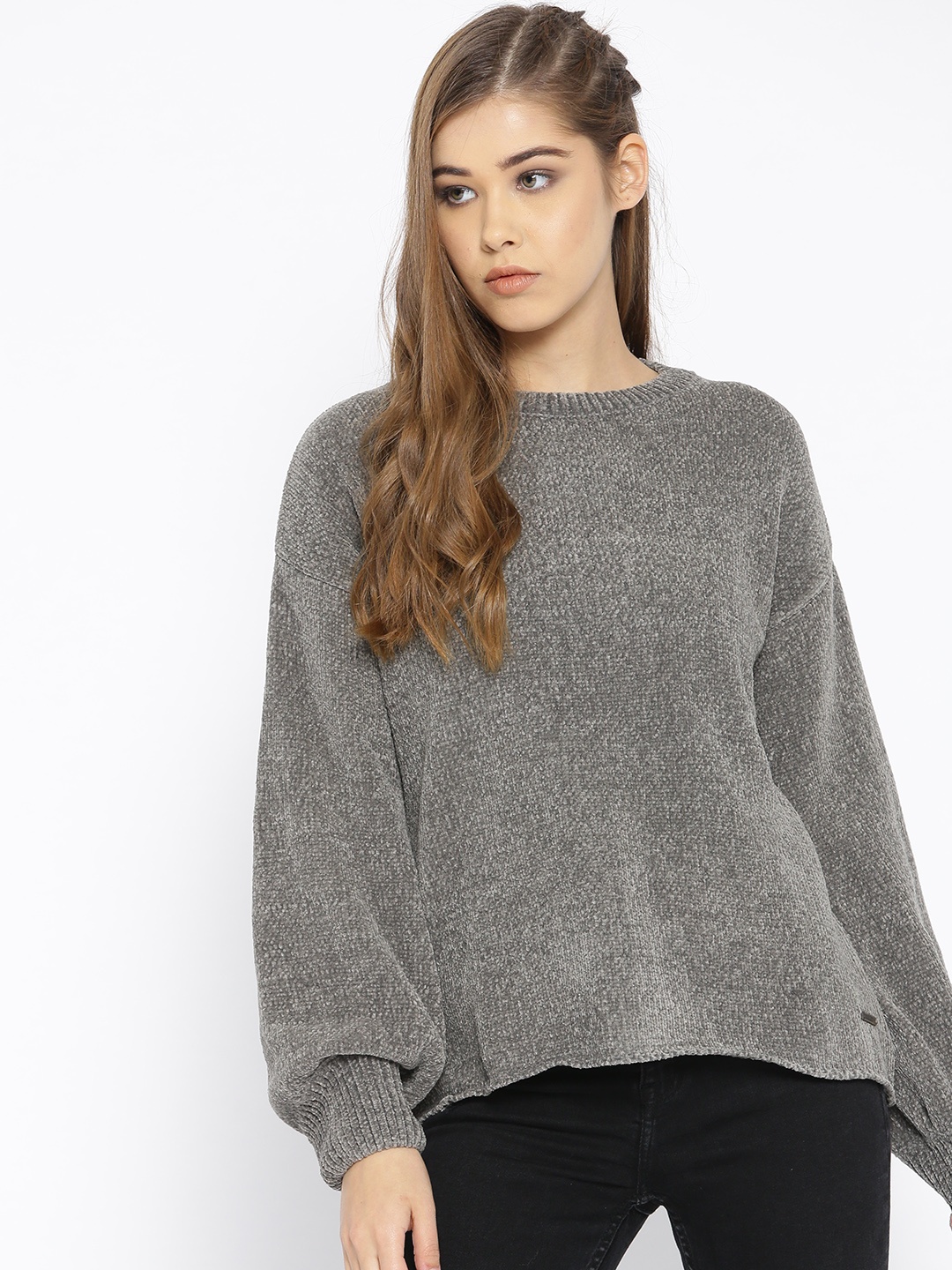 

Roadster Women Grey Solid Pullover