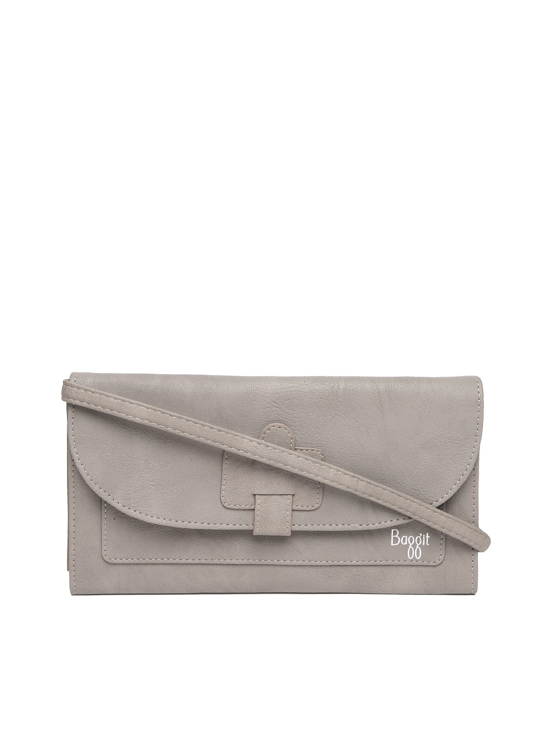 

Baggit Taupe Solid Clutch with Sling Strap