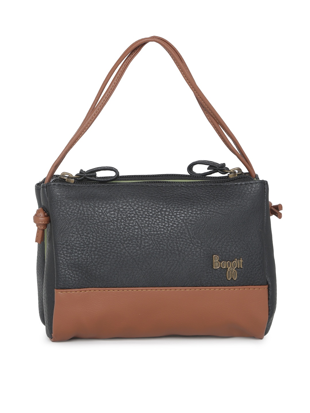 

Baggit Black & Brown Colourblocked Handheld Bag