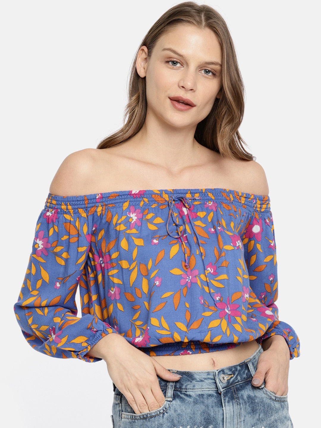 

Pepe Jeans Women Blue Printed Blouson Top