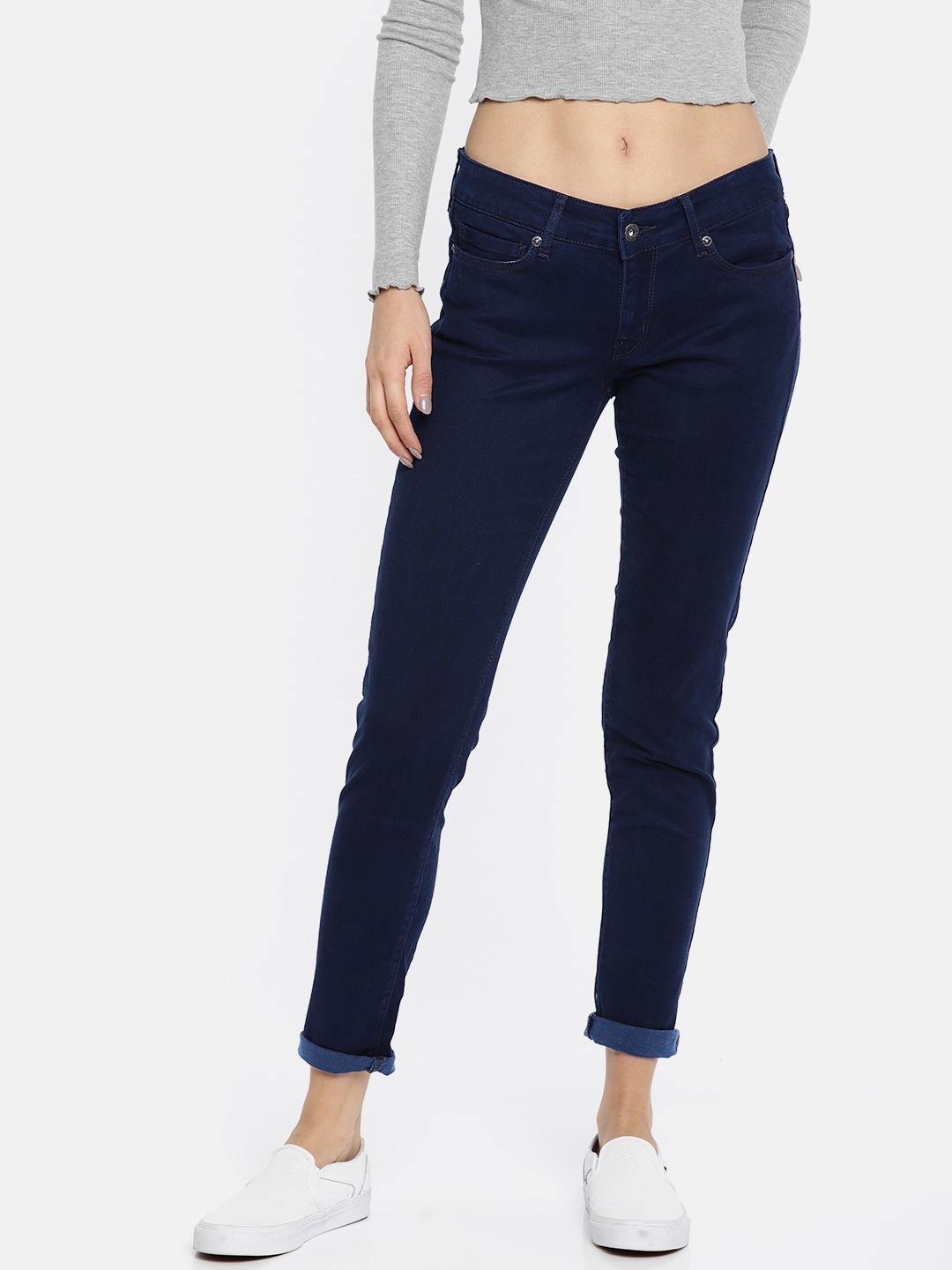 

Pepe Jeans Women Blue Regular Fit Mid-Rise Clean Look Stretchable Jeans