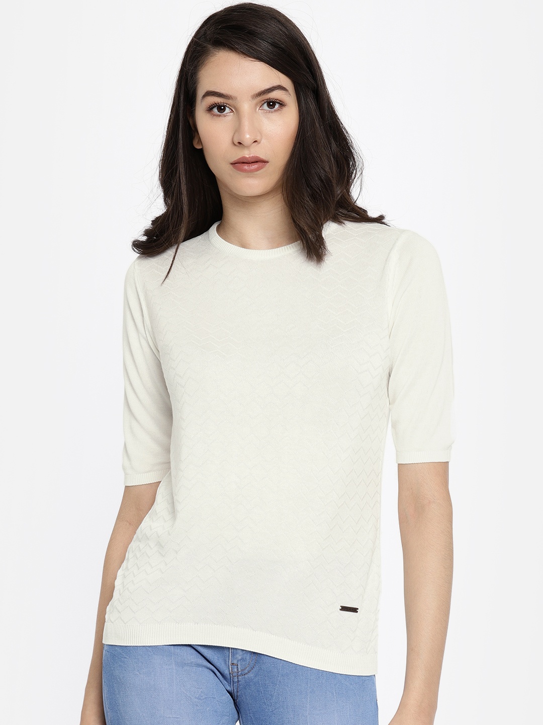 

Pepe Jeans Women White Self Design Top