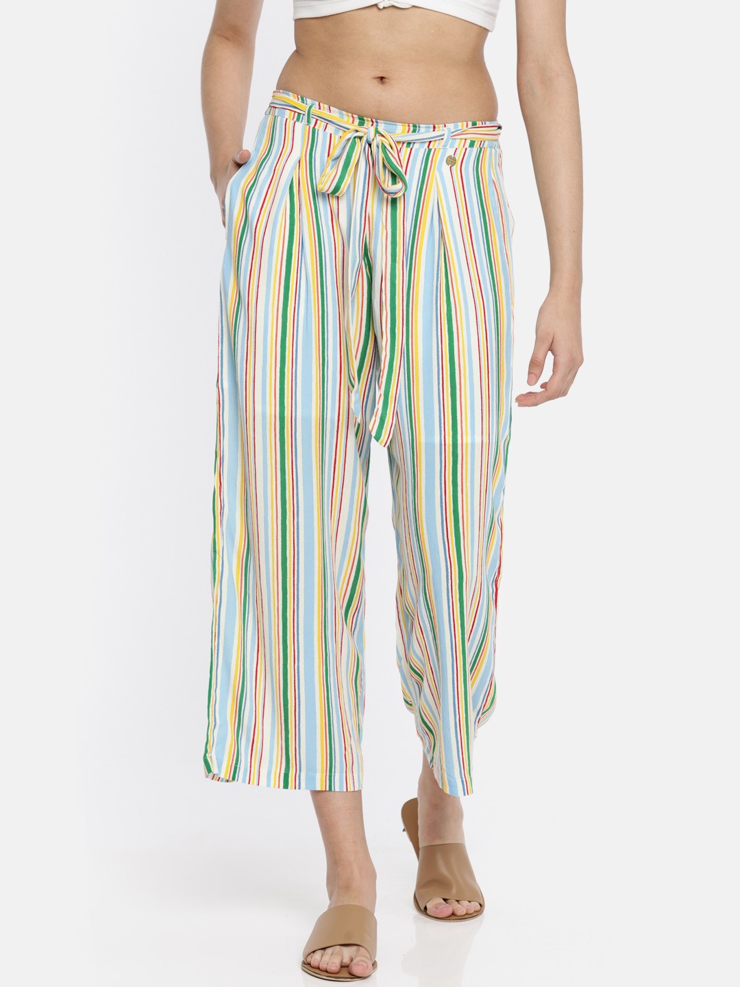 

Pepe Jeans Women Multicoloured Regular Fit Striped Culottes, Multi