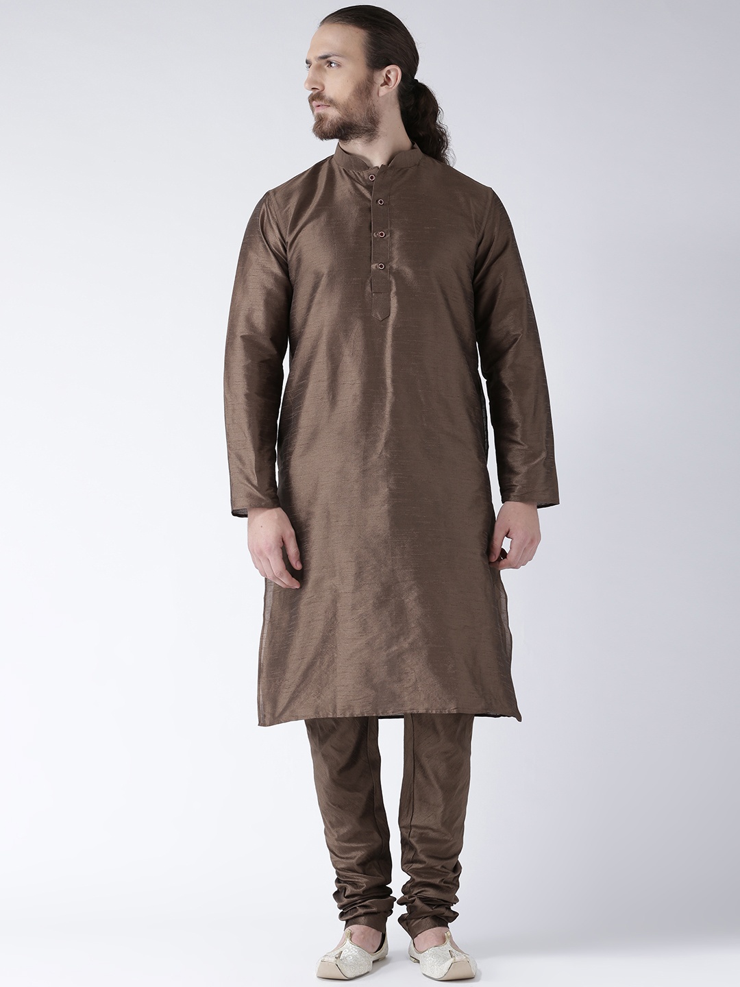 

DEYANN Men Brown Woven Design Straight Kurta