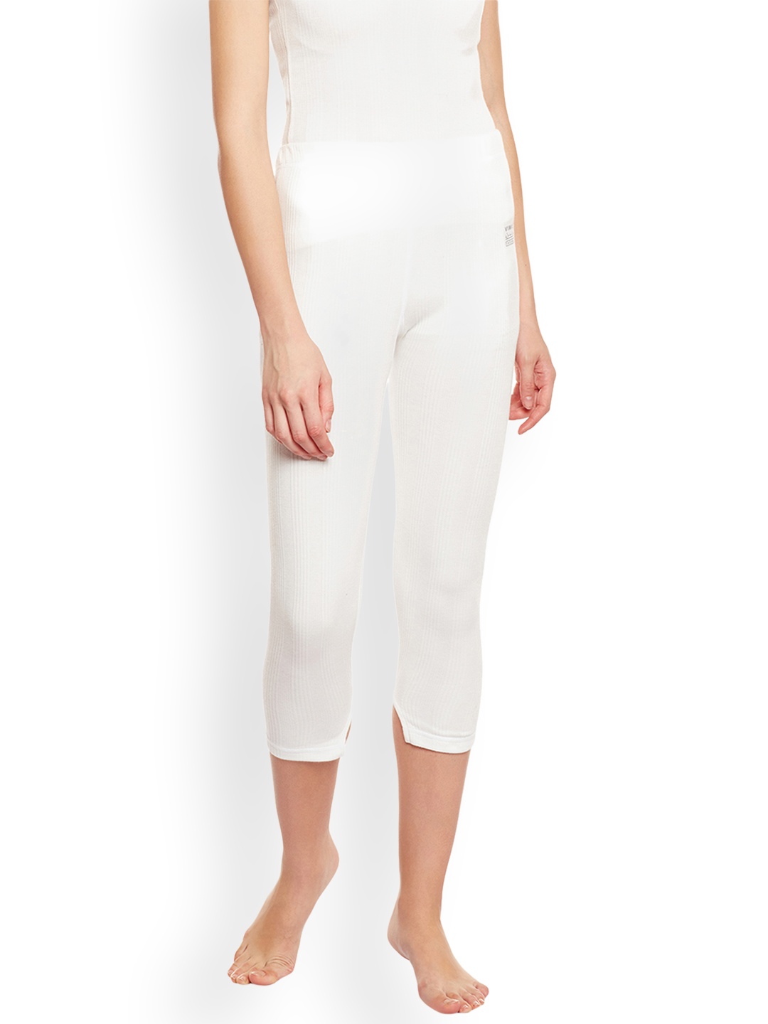 

VIMAL JONNEY White Self-Striped Thermal Bottoms