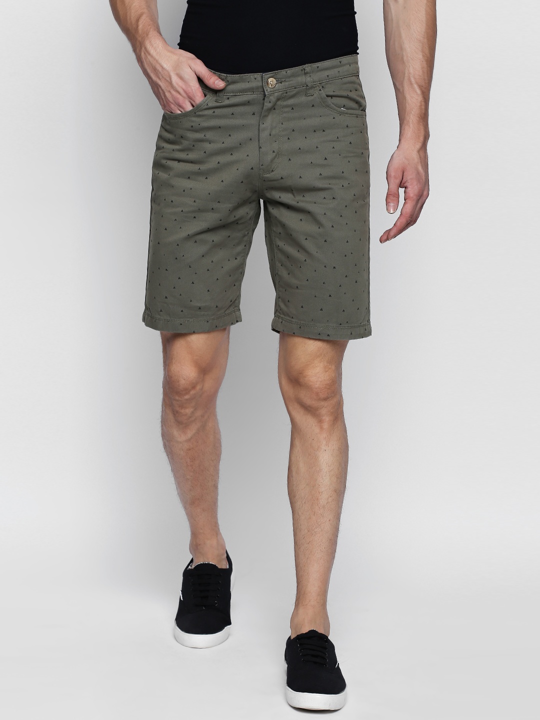 

FiTZ Men Olive Green Printed Regular Fit Chino Shorts