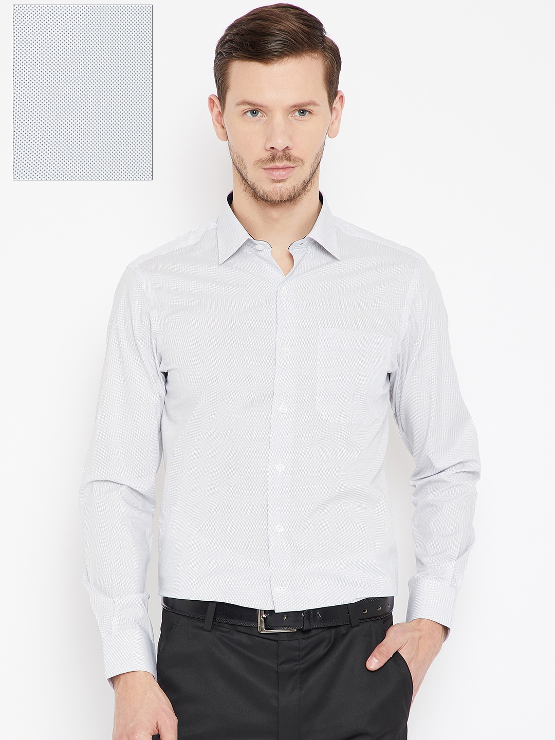 

Wills Lifestyle Men White & Black Slim Fit Printed Formal Shirt