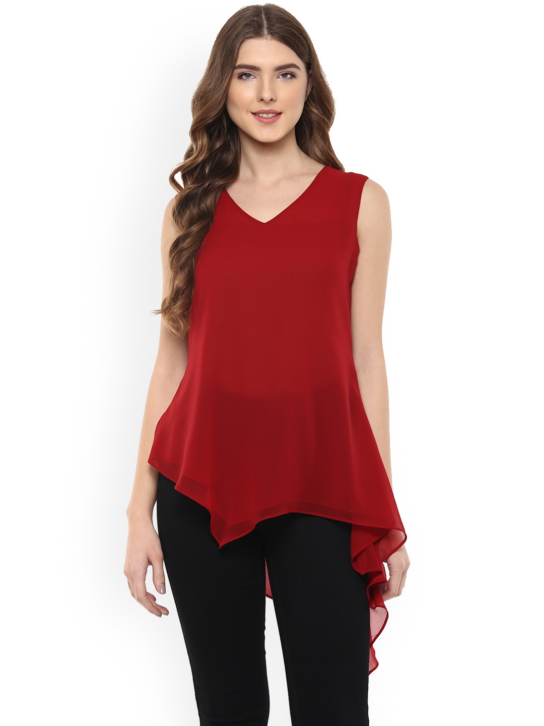 

MABISH by Sonal Jain Women Maroon Solid A-Line Top