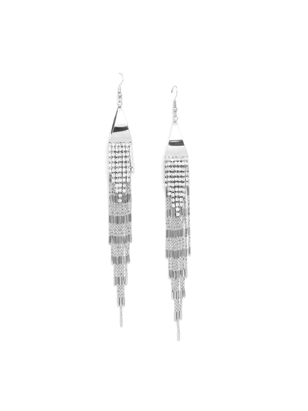 

Moedbuille Silver-Toned Contemporary Drop Earrings