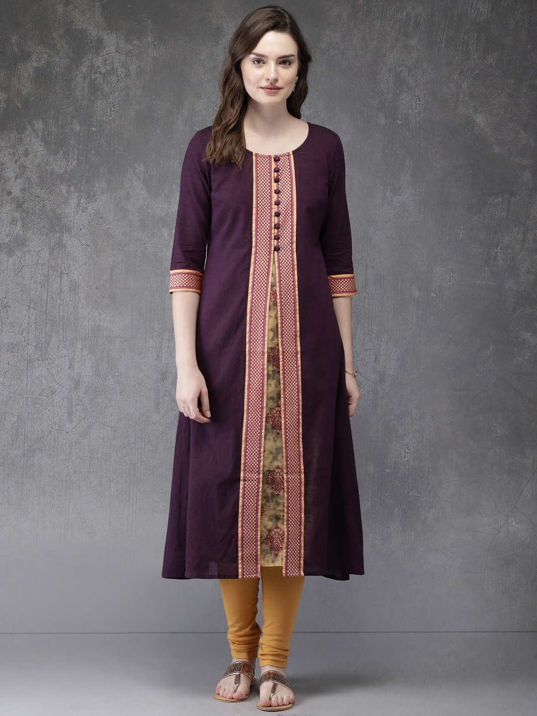 

Anouk Women Purple Solid Layered Kurta