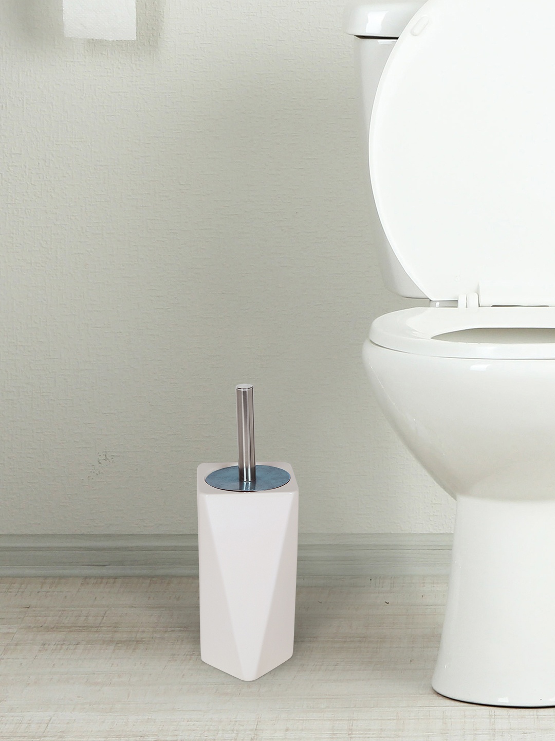 

Athome by Nilkamal Set of 2 White Toilet Brush Bath Accessories