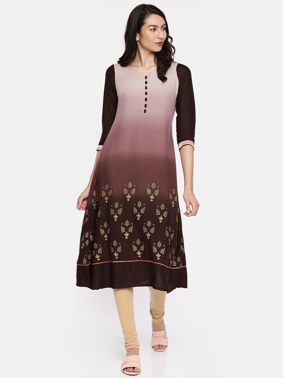 

Span Women Brown Dyed A-Line Kurta