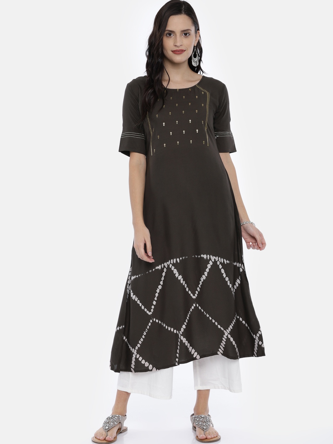 

Span Women Brown Printed A-Line Kurta