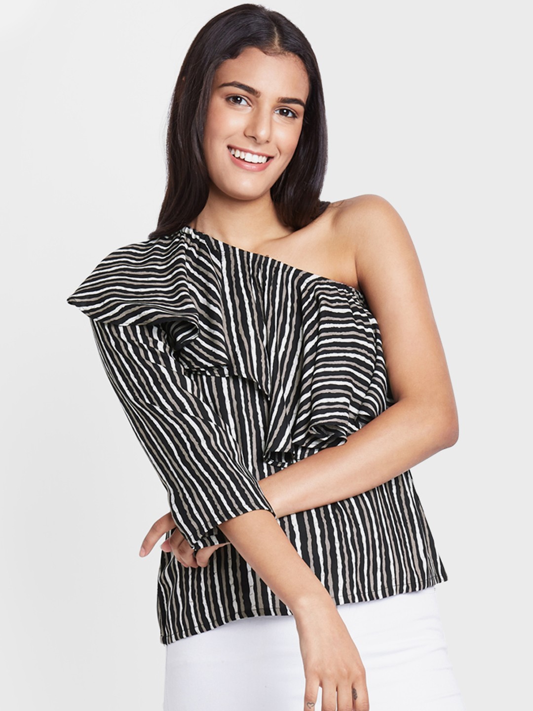 

Global Desi Women Black Printed Top