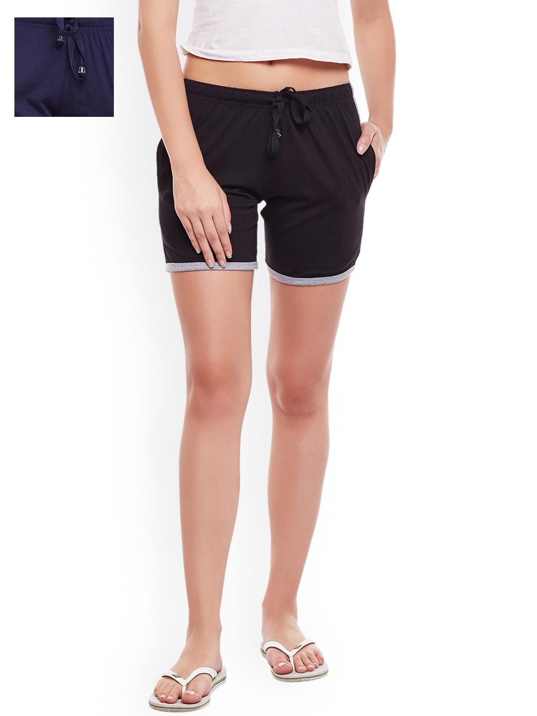 

VIMAL JONNEY Pack Of 2 Lounge Shorts F7_NAVY_BLACK_02, Navy blue