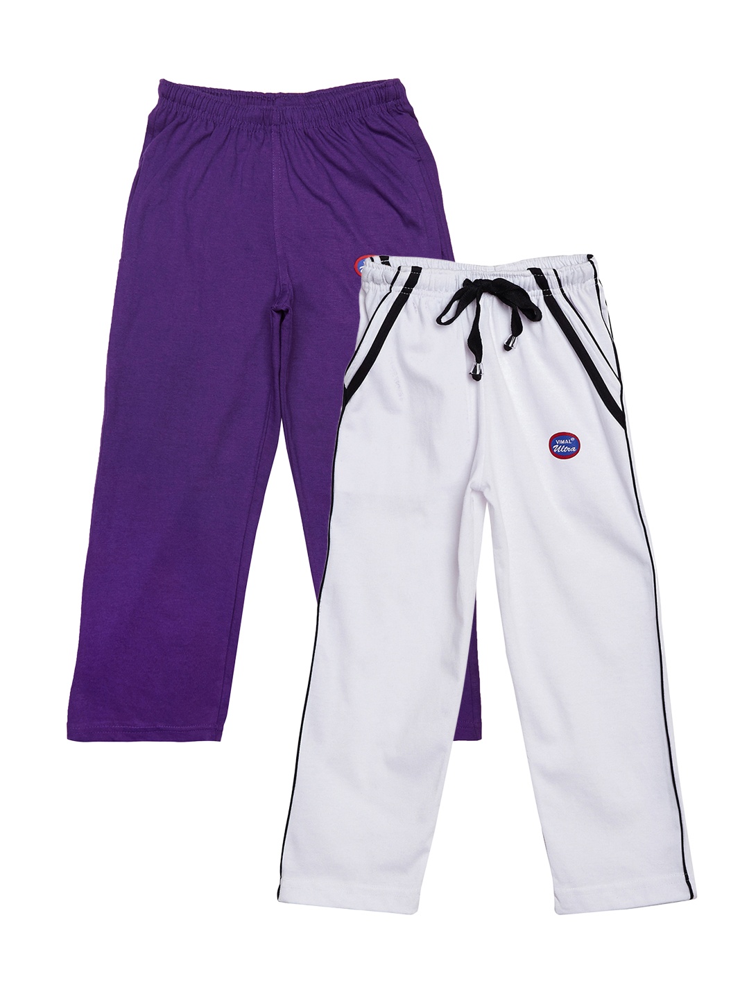 

VIMAL JONNEY Boys Pack of 2 Slim Fit Track Pants, White