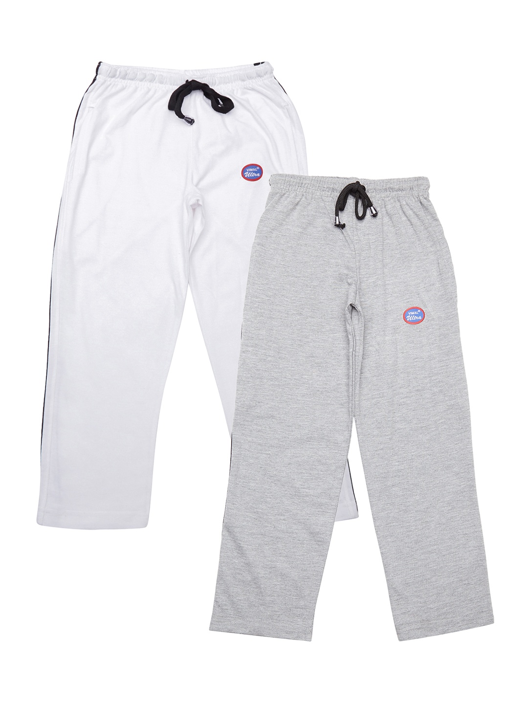 

VIMAL JONNEY Boys Pack of 2 Slim Fit Track Pants, Grey melange