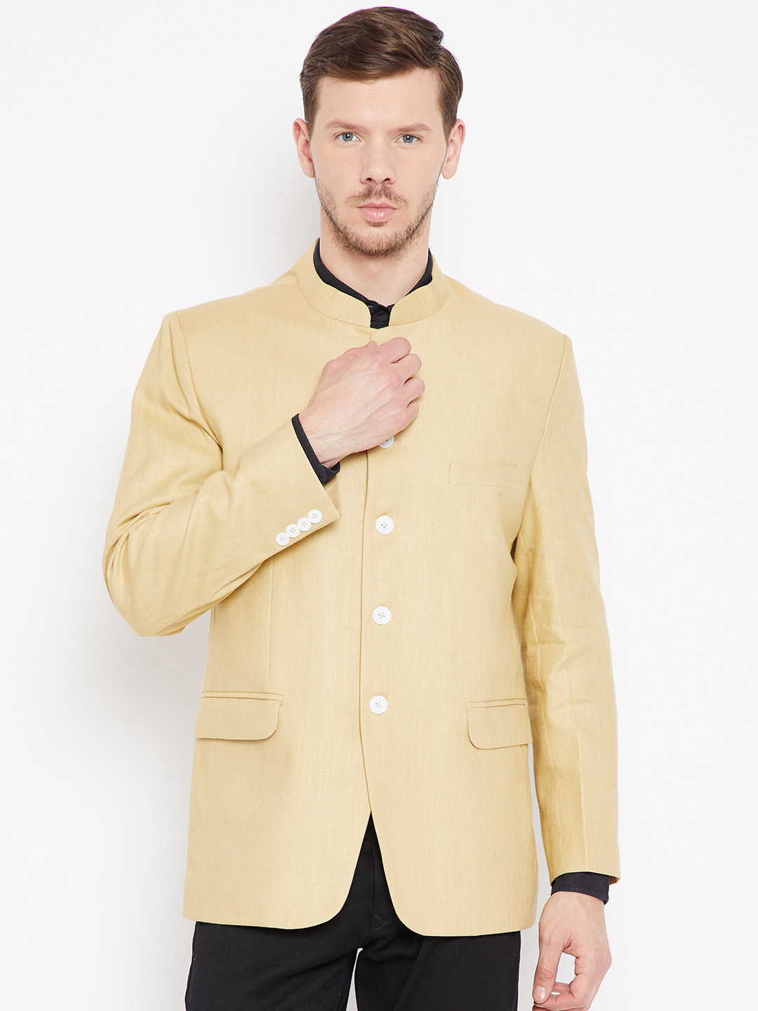 

Shaftesbury London Beige Regular Fit Single-Breasted Blazer
