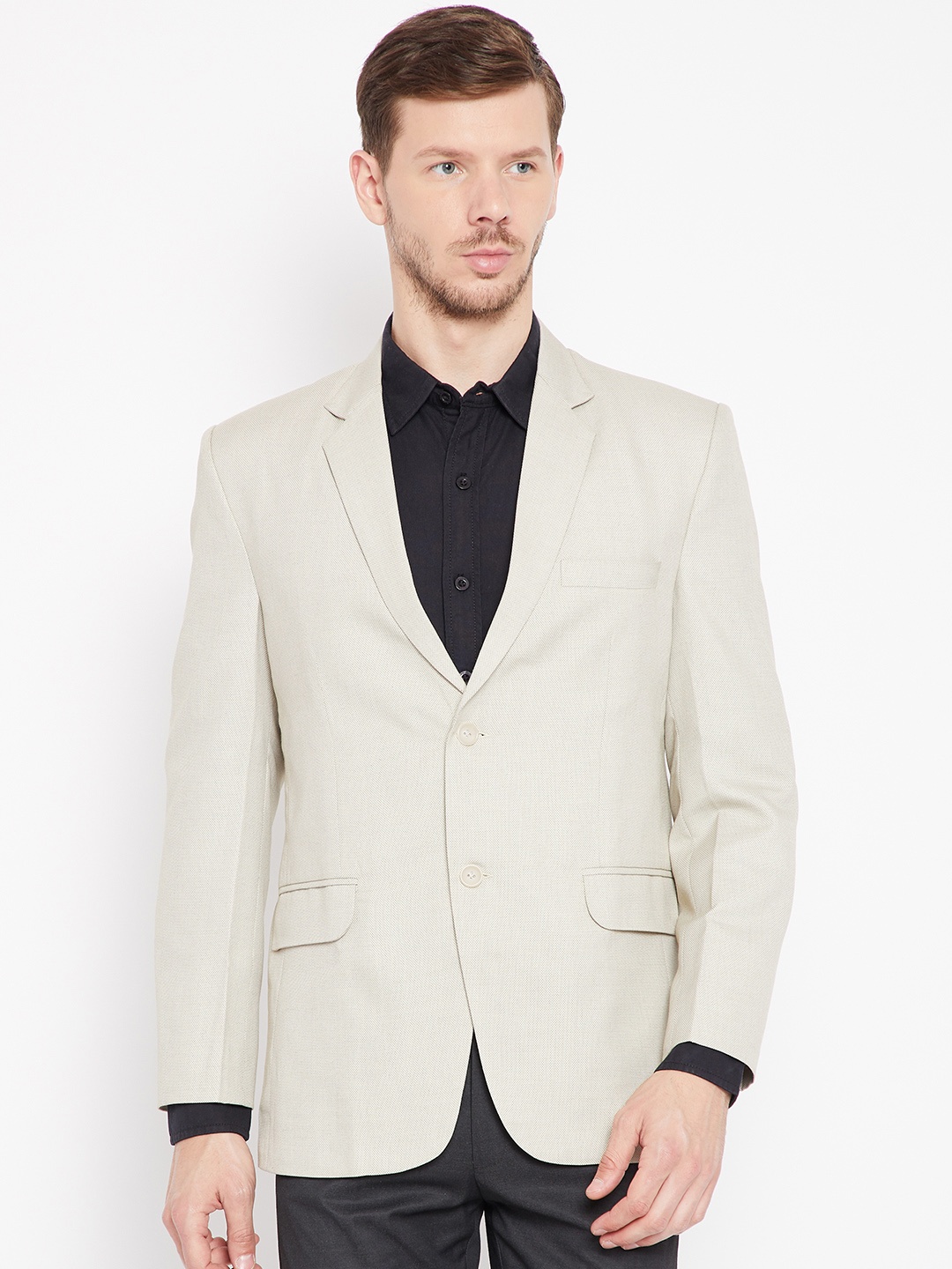 

Shaftesbury London Beige Regular Fit Semiformal Blazer