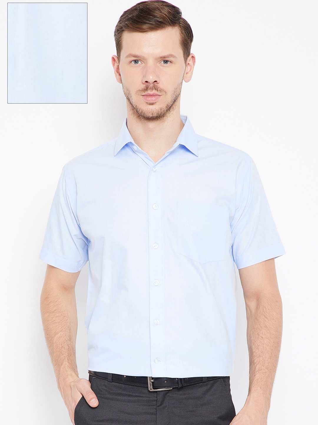 

Shaftesbury London Men Blue Smart Tailored Fit Solid Formal Shirt