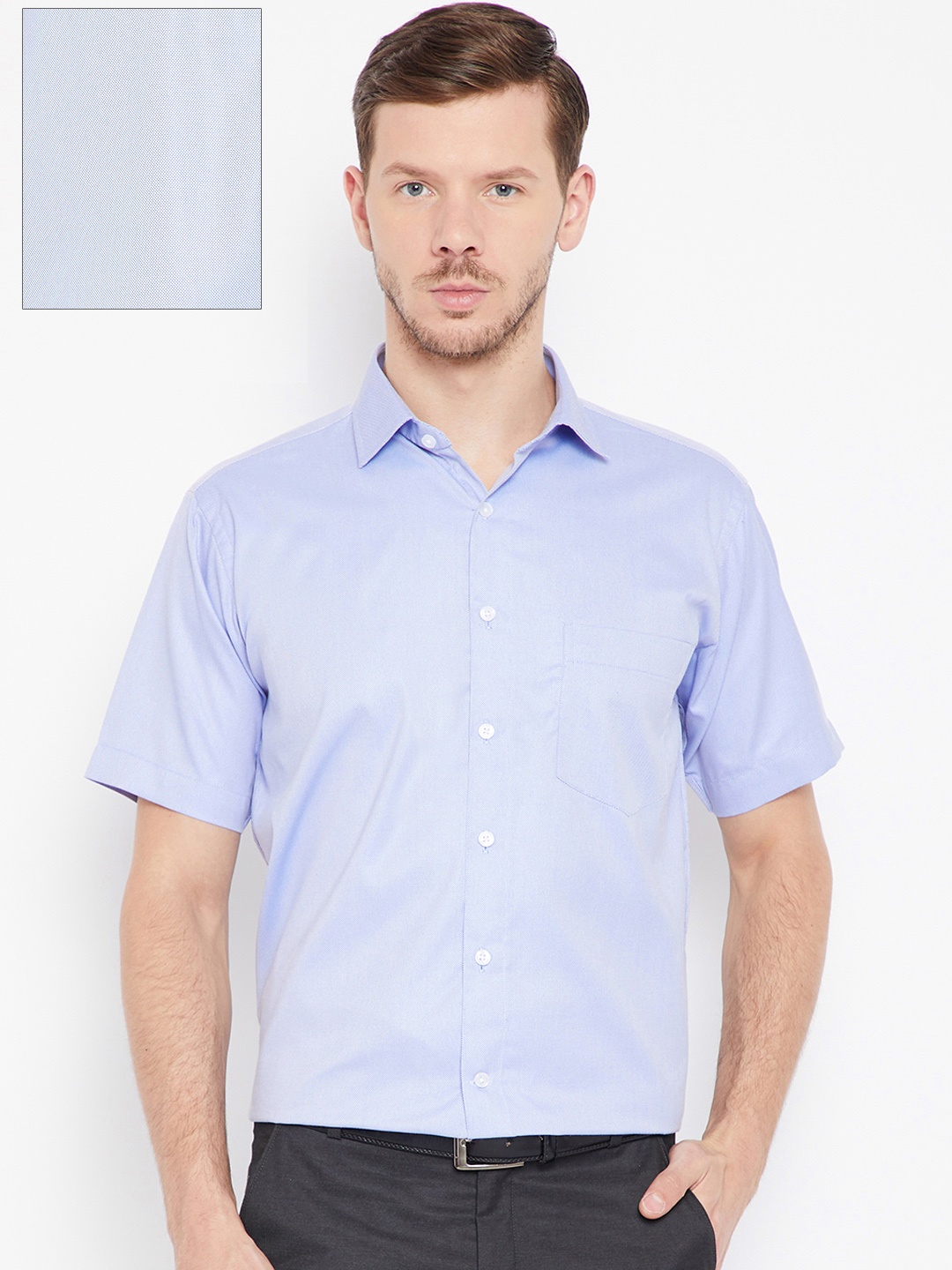 

Shaftesbury London Men Blue Smart Tailored Fit Solid Formal Shirt