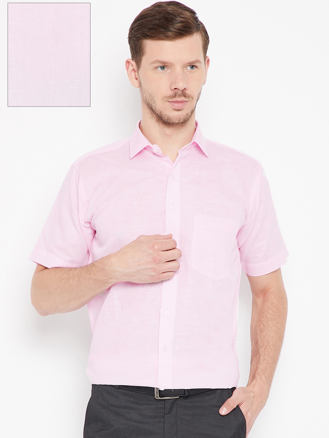 

Shaftesbury London Men Pink Smart Tailored Fit Solid Formal Shirt