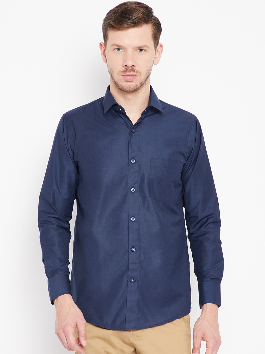 

Shaftesbury London Men Blue Smart Tailored Fit Solid Casual Shirt
