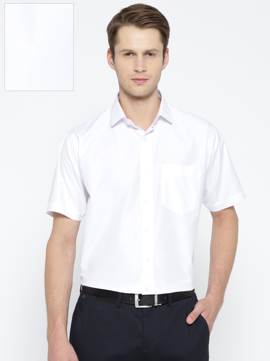 

Shaftesbury London Men White Smart Tailored Fit Solid Formal Shirt
