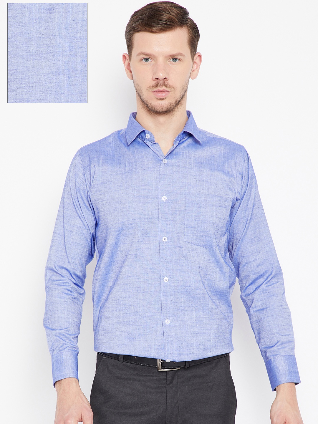 

Shaftesbury London Men Blue Smart Tailored Fit Solid Formal Shirt