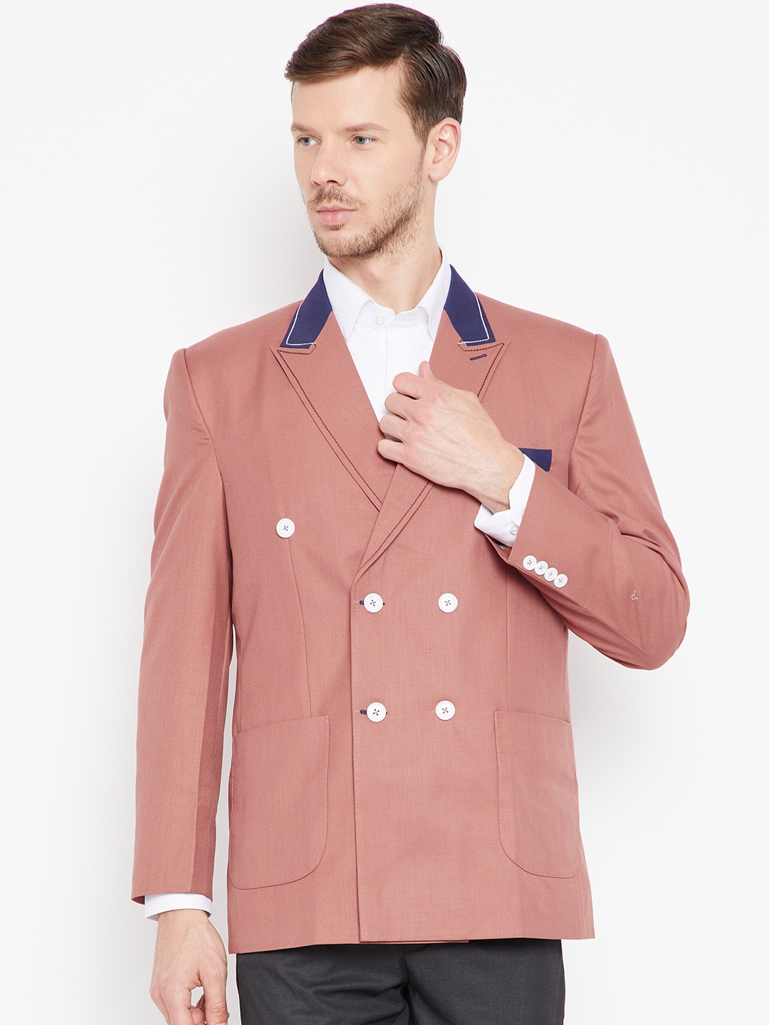 

Shaftesbury London Brown Double-Breasted Formal Blazer