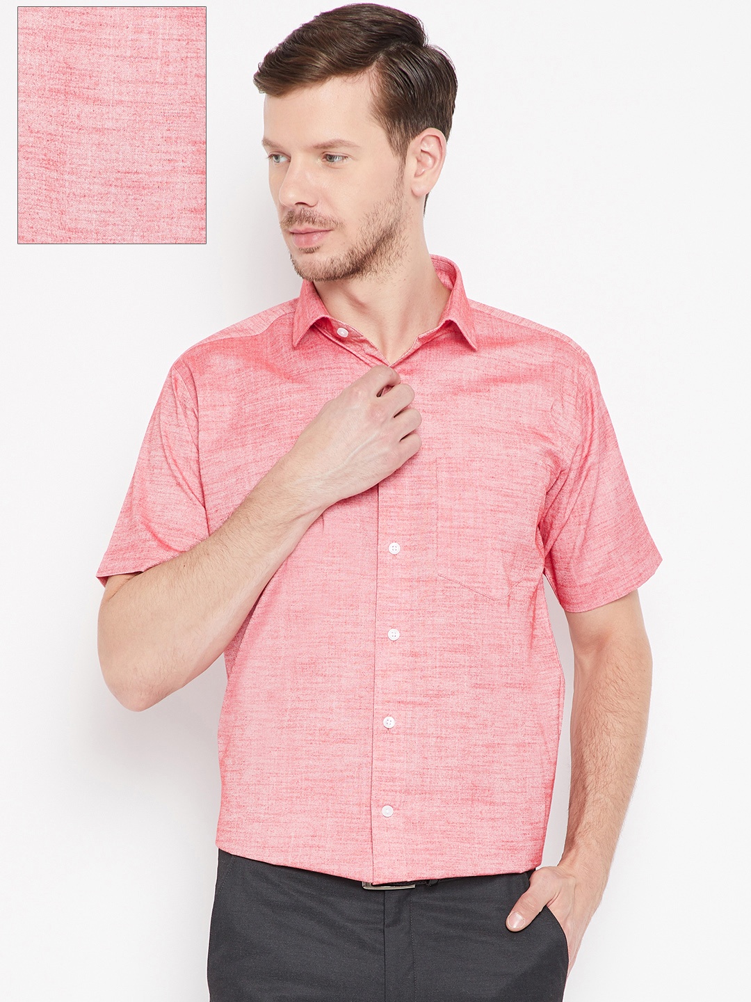 

Shaftesbury London Men Red Regular Fit Solid Formal Shirt