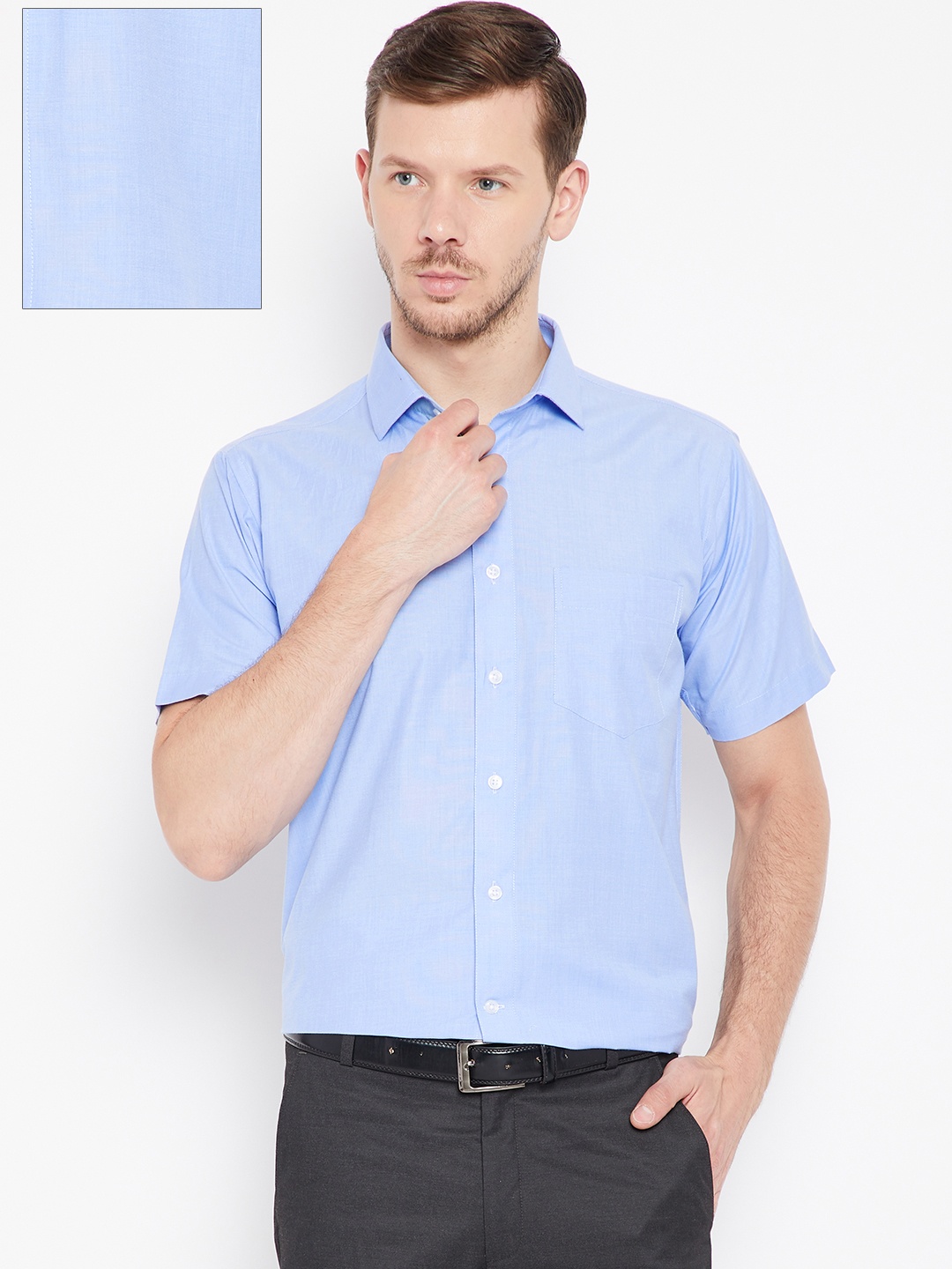 

Shaftesbury London Men Blue Smart Regular Fit Solid Formal Shirt