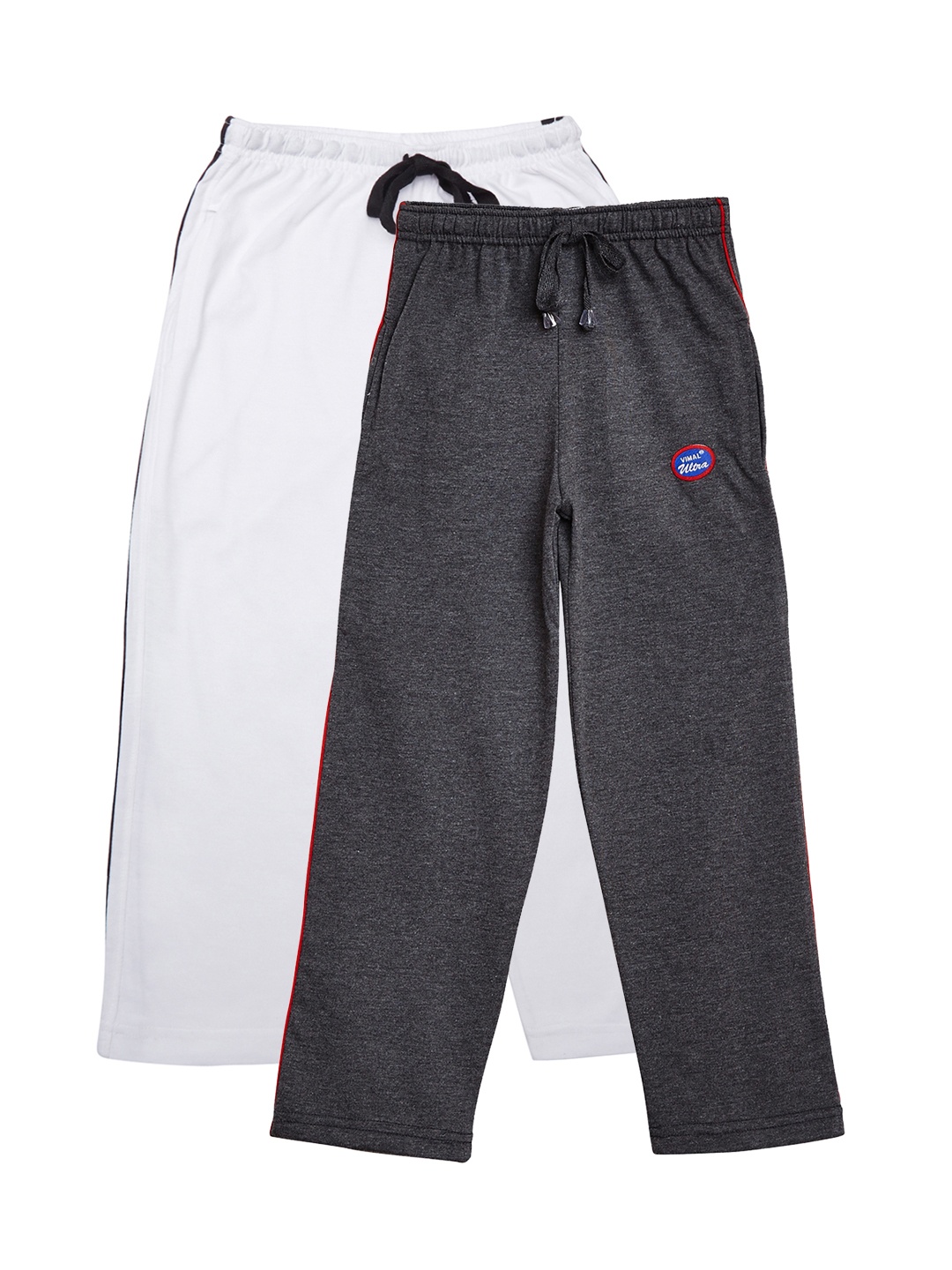 

VIMAL JONNEY Girls Pack of 2 Grey & White Regular Track Pants