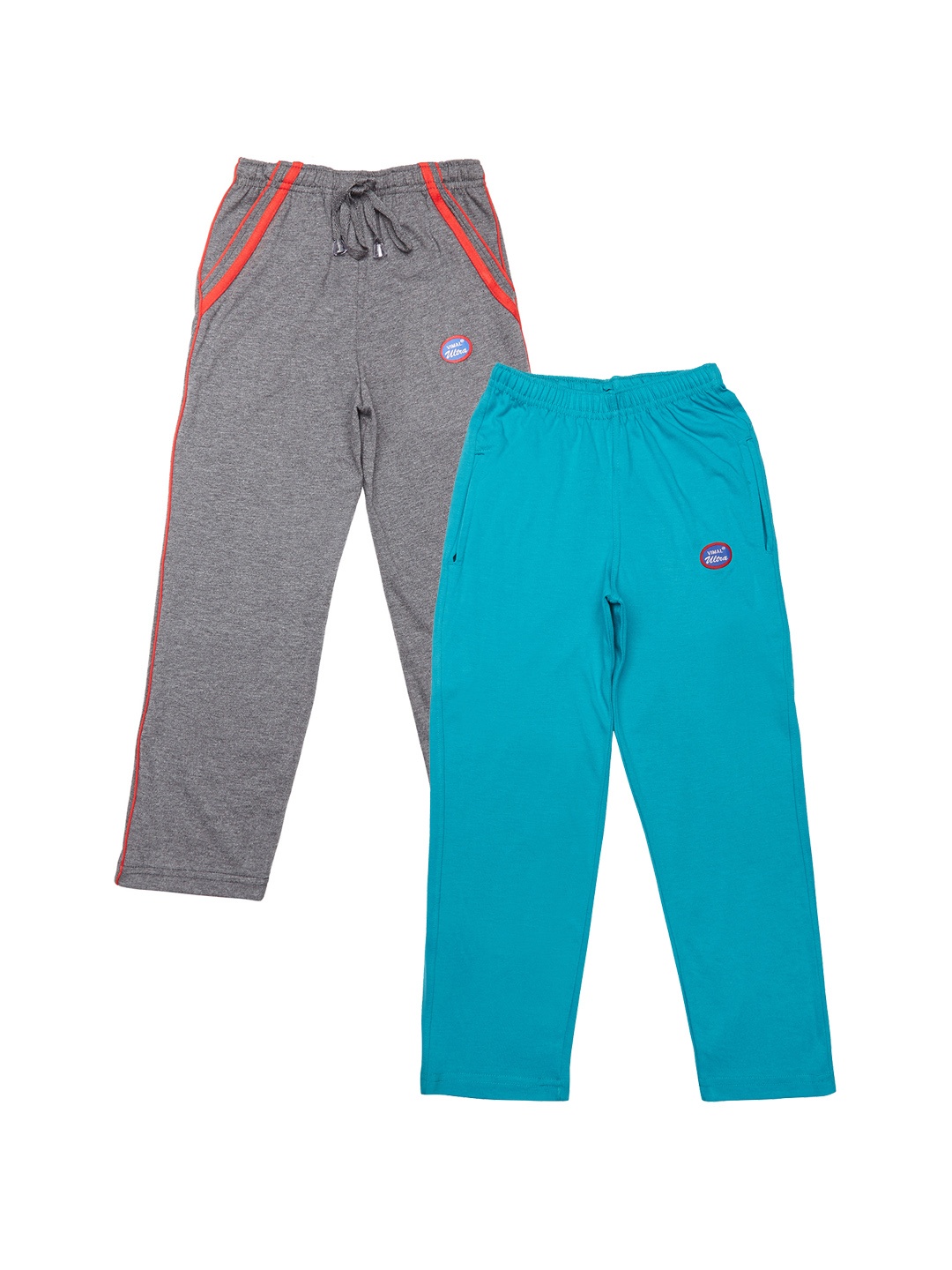 

VIMAL JONNEY Girls Pack of 2 Solid Slim Fit Track Pants, Grey