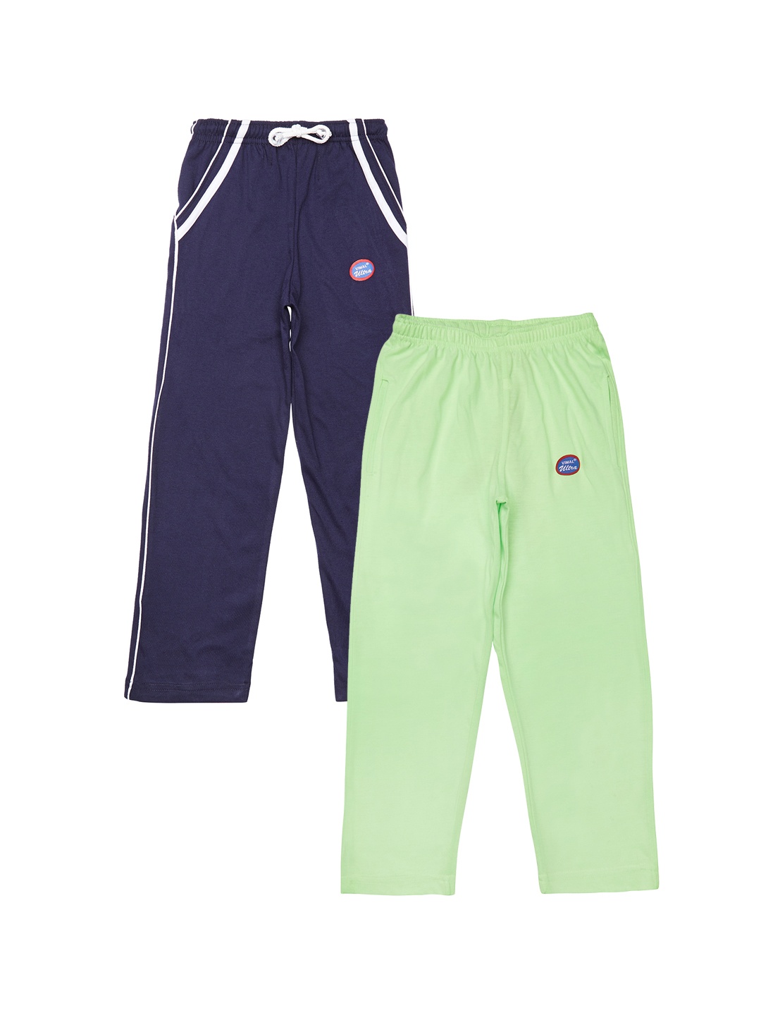 

MACK JONNEY Girls Pack of 2 Solid Slim Fit Track Pants, Navy blue
