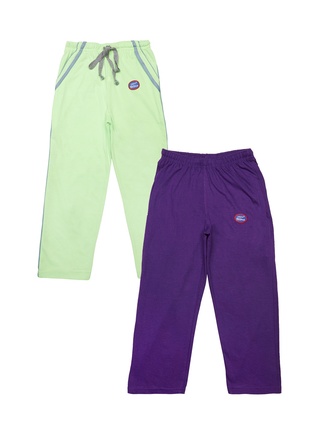

MACK JONNEY Girls Pack of 2 Solid Slim Fit Track Pants, Green