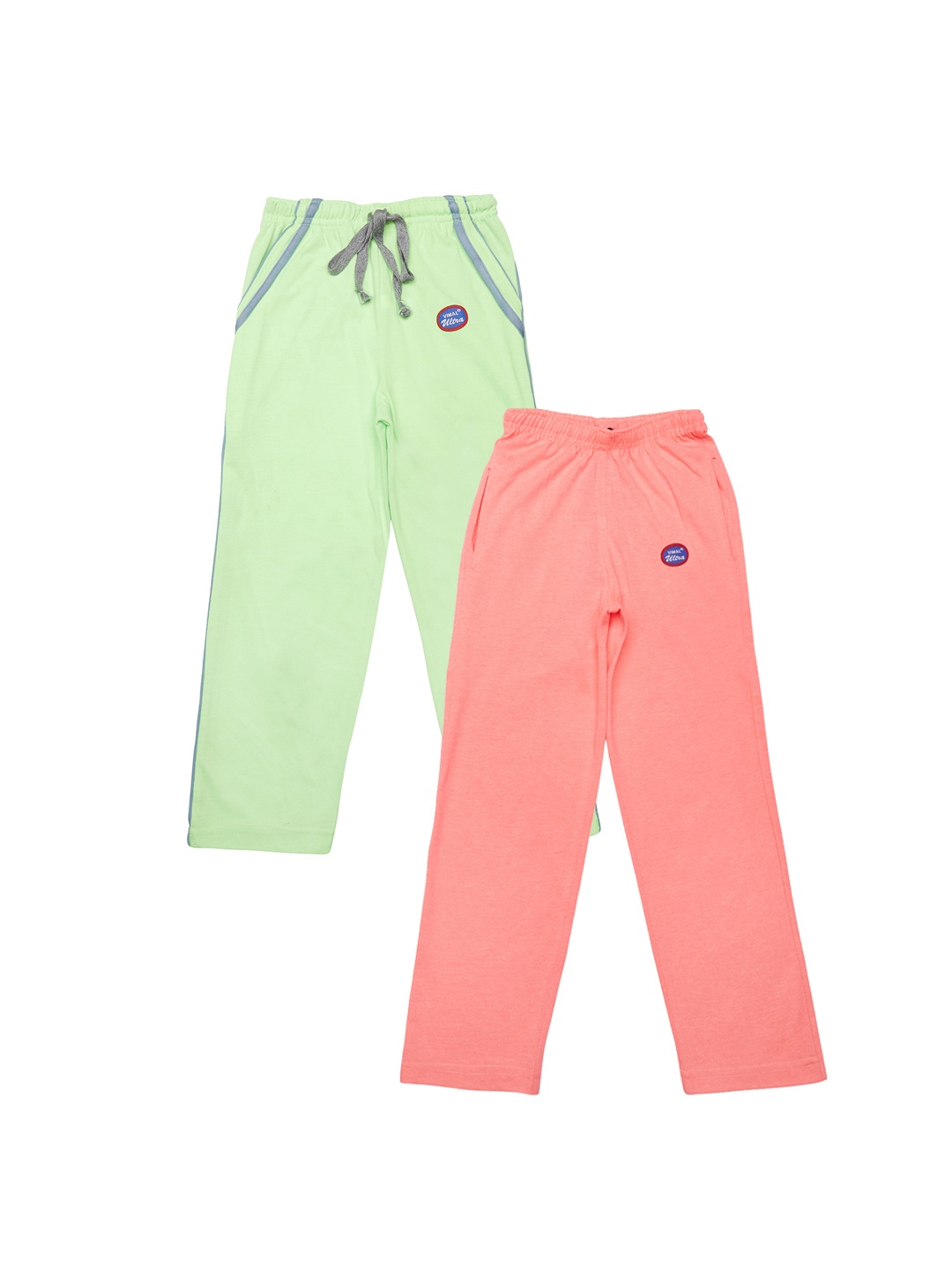 

MACK JONNEY Girls Pack of 2 Solid Slim Fit Track Pants, Green