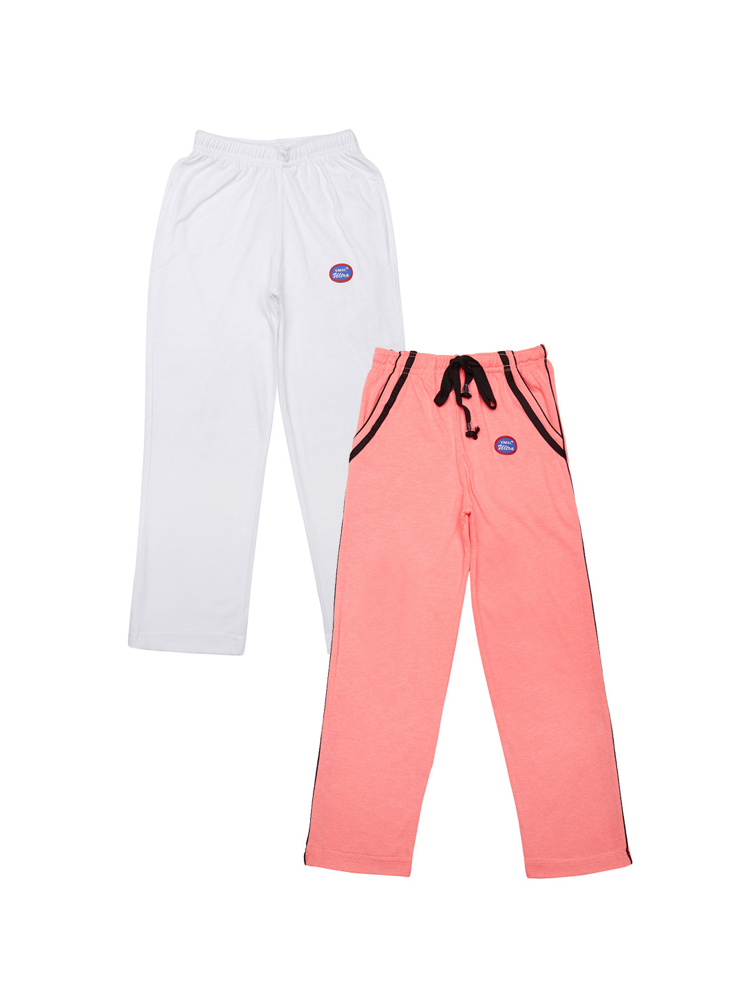 

VIMAL JONNEY Girls Pack of 2 Solid Slim Fit Track Pants, Peach