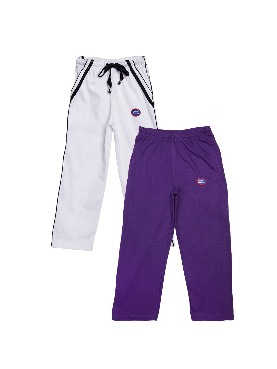 

VIMAL JONNEY Girls Pack of 2 Solid Slim Fit Track Pants, White
