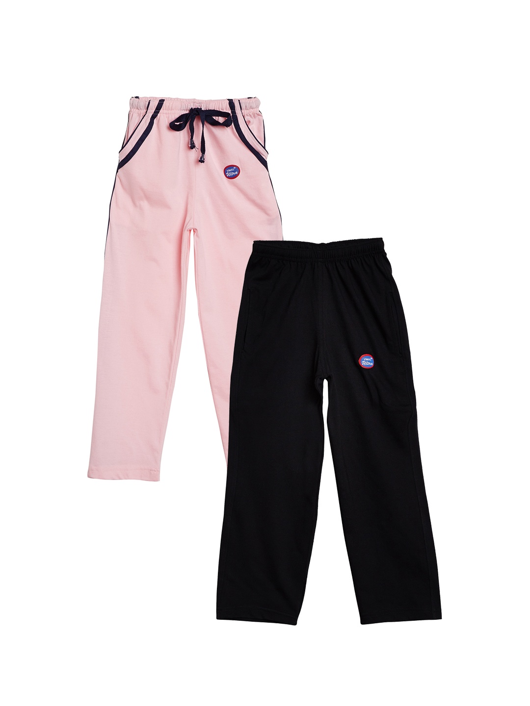

VIMAL JONNEY Girls Pack of 2 Solid Slim Fit Track Pants, Pink