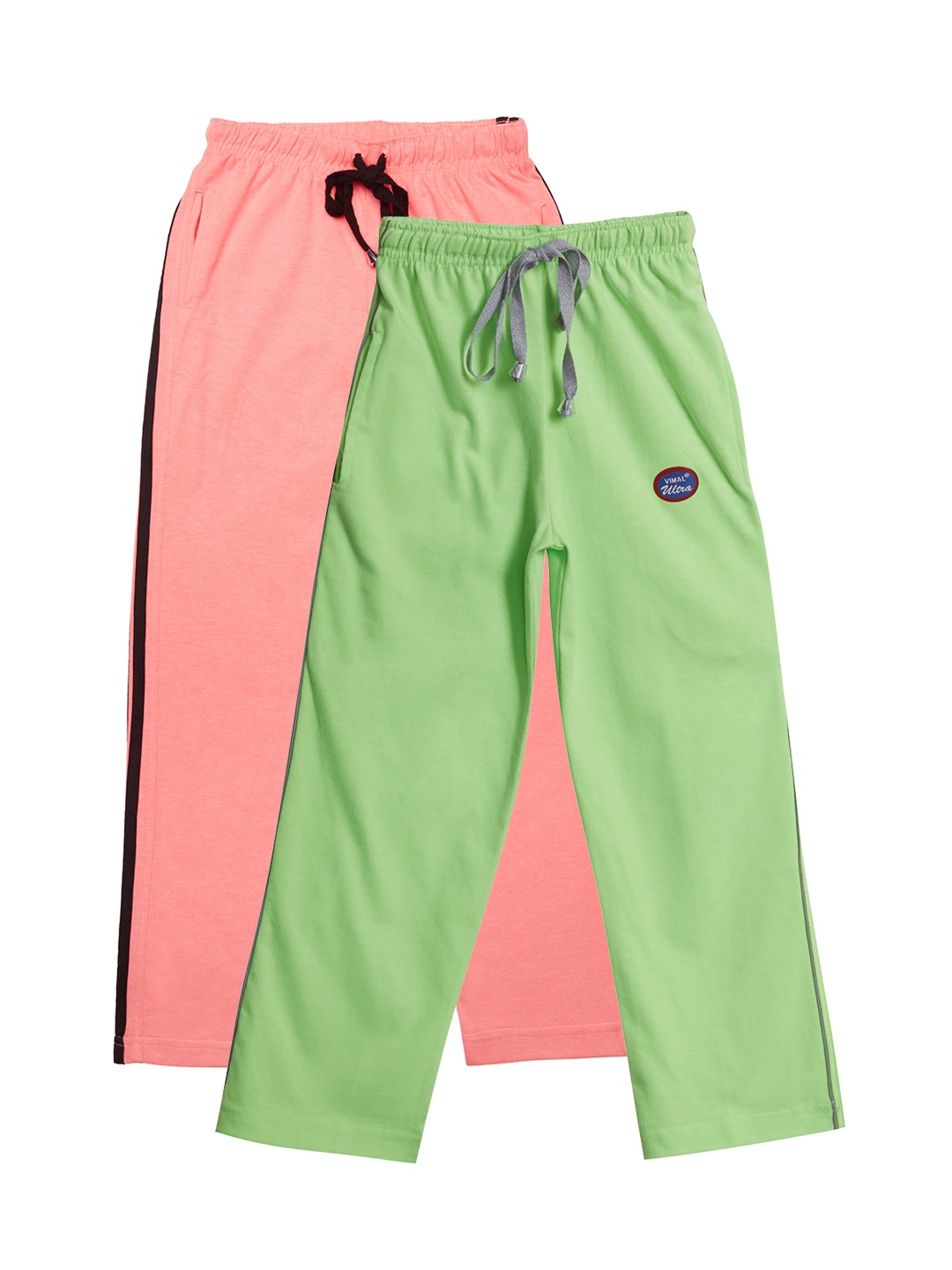 

VIMAL JONNEY Boys Pack of 2 Green & Peach-Coloured Regular Track Pants