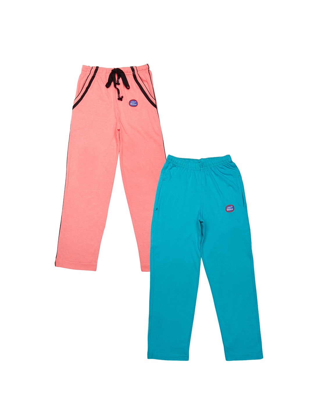 

MACK JONNEY Girls Pack of 2 Solid Slim Fit Track Pants, Peach