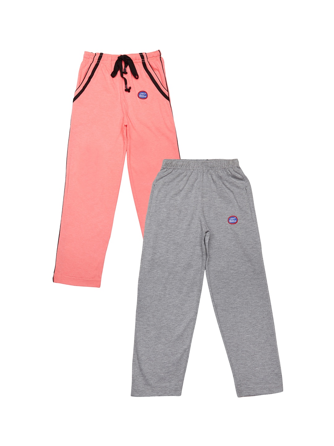 

VIMAL JONNEY Girls Pack of 2 Solid Slim Fit Track Pants, Peach