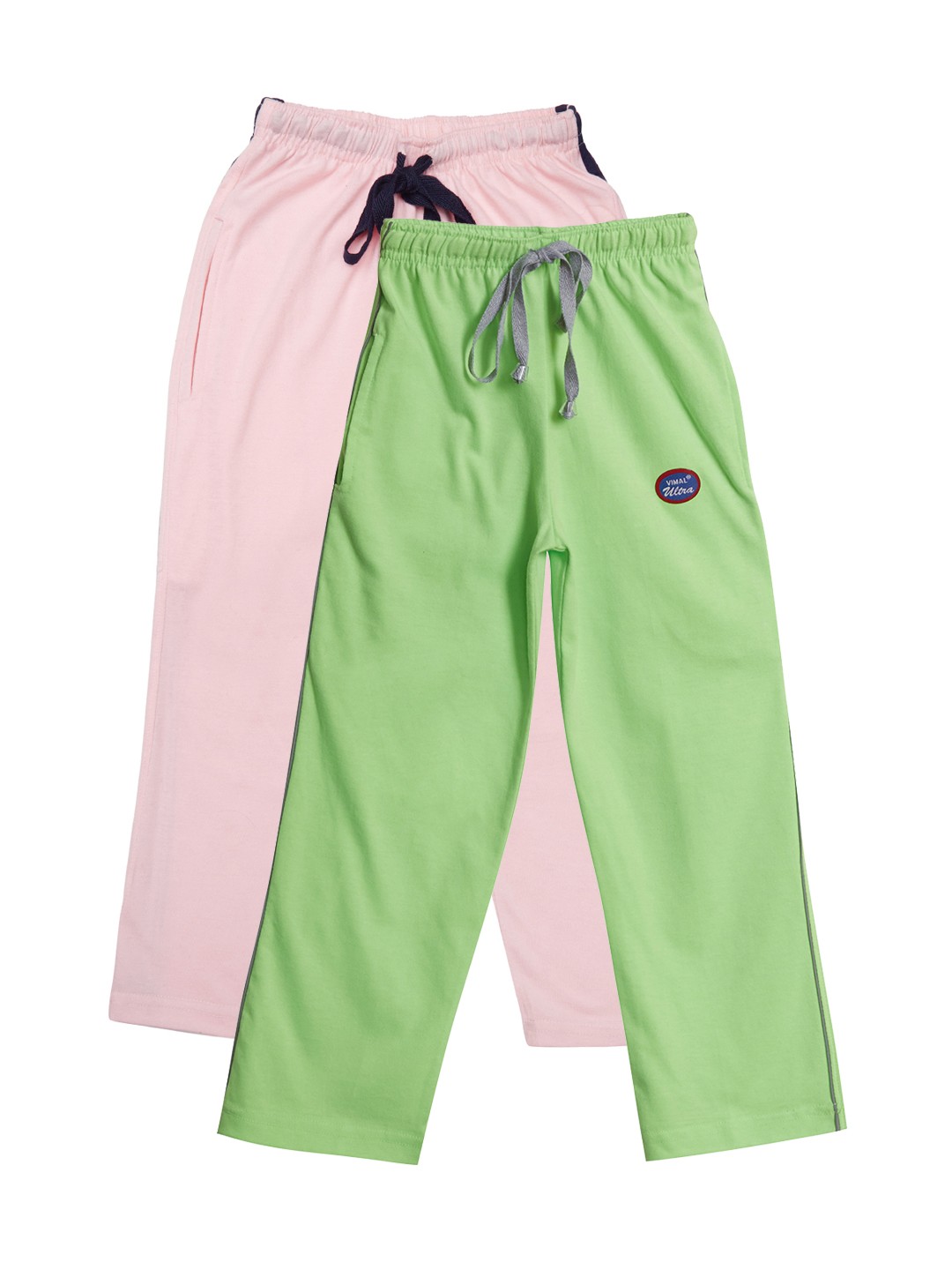 

VIMAL JONNEY Girls Pack of 2 Green and Pink Regular Track Pants