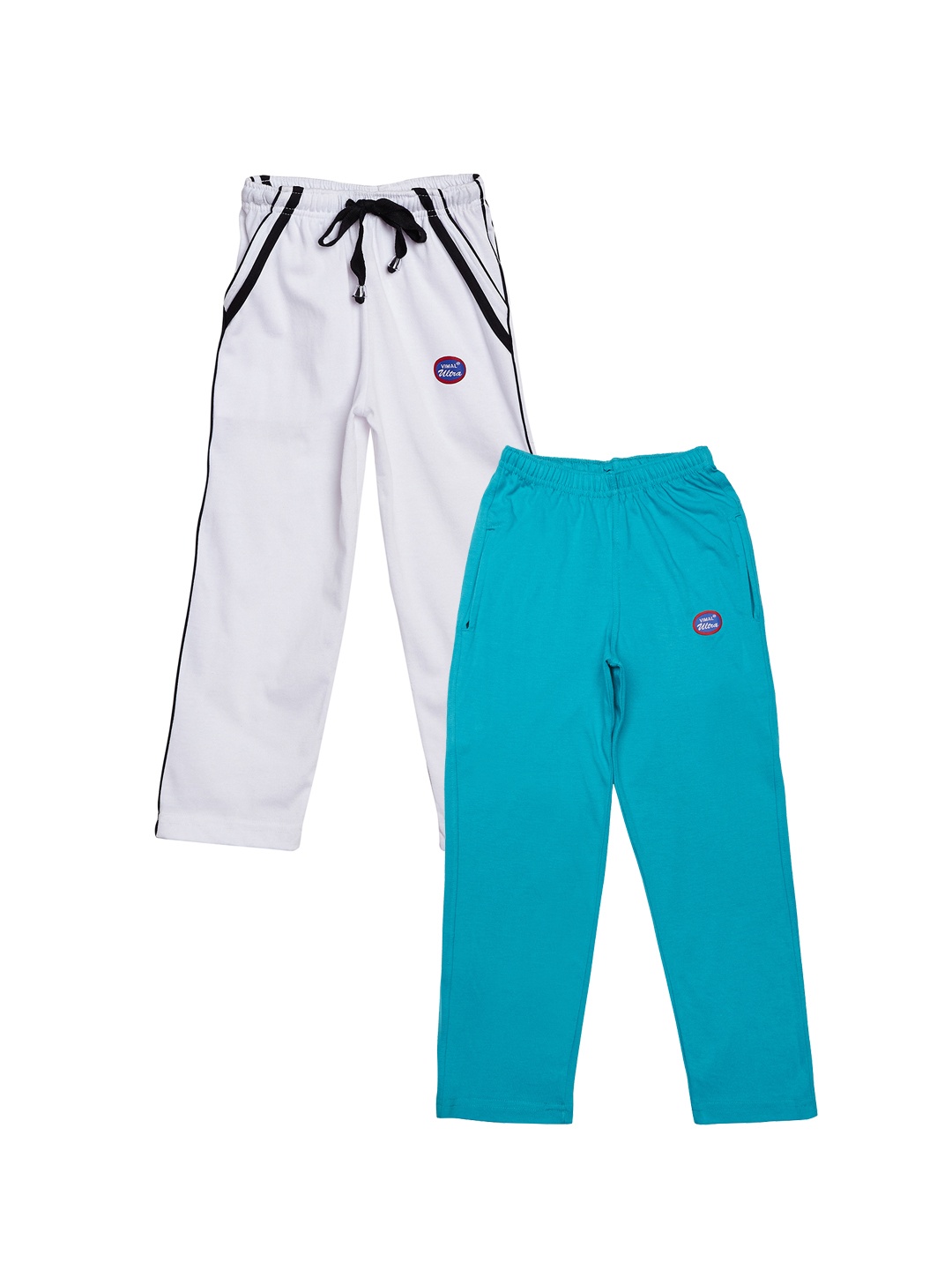 

VIMAL JONNEY Girls Pack of 2 Solid Slim Fit Track Pants, White