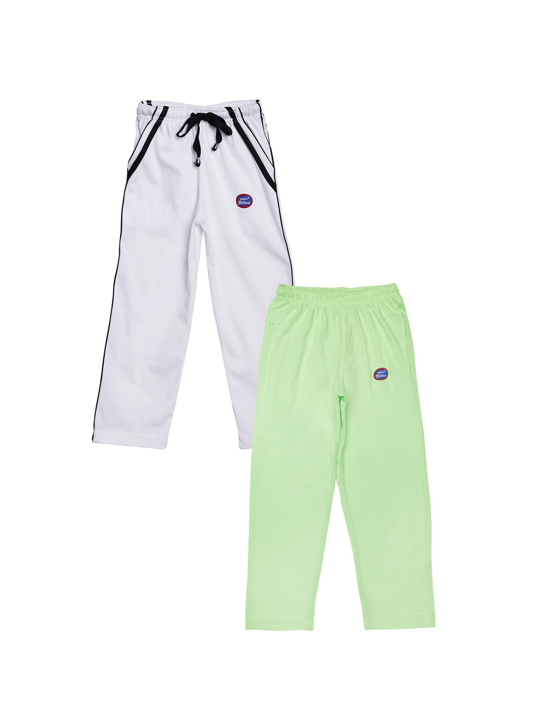 

VIMAL JONNEY Girls Pack of 2 Solid Slim Fit Track Pants, White
