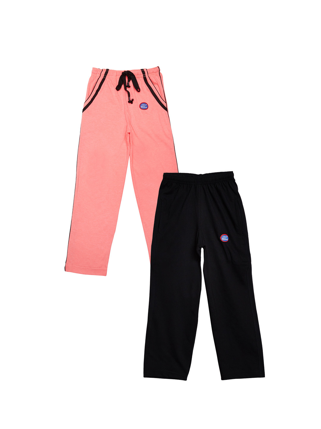 

VIMAL JONNEY Girls Pack of 2 Solid Slim Fit Track Pants, Peach