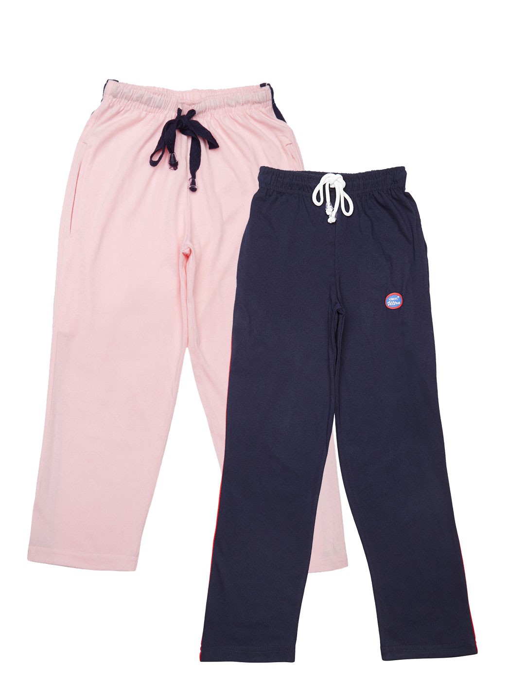 

VIMAL JONNEY Girls Pack of 2 Navy Blue & Pink Regular Track Pants